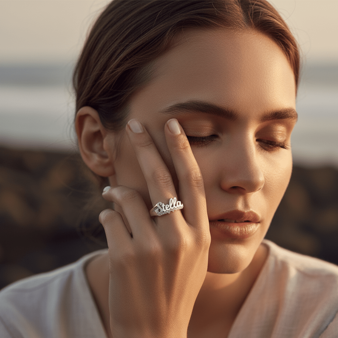 Elegant Custom Double Heart Name Ring - Personalized Jewelry Gift for Special Occasions