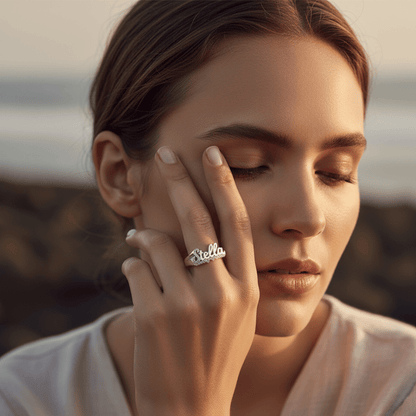 Elegant Custom Double Heart Name Ring - Personalized Jewelry Gift for Special Occasions