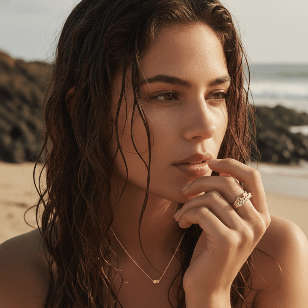 Elegant Custom Double Heart Name Ring - Personalized Jewelry Gift for Special Occasions