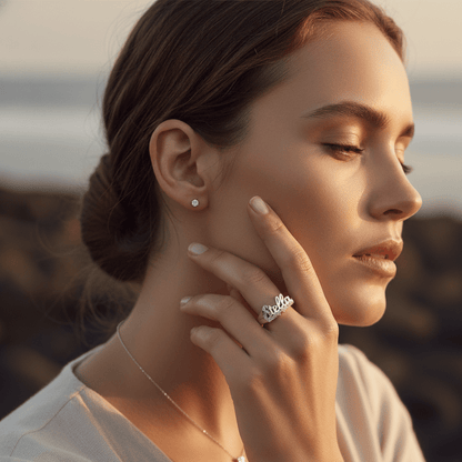 Elegant Custom Double Heart Name Ring - Personalized Jewelry Gift for Special Occasions