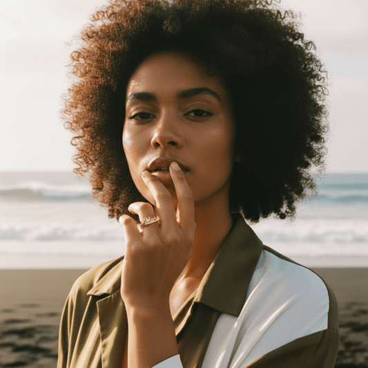 Elegant Custom Name Ring - Gold-Plated or Rhodium-Plated Sterling Silver