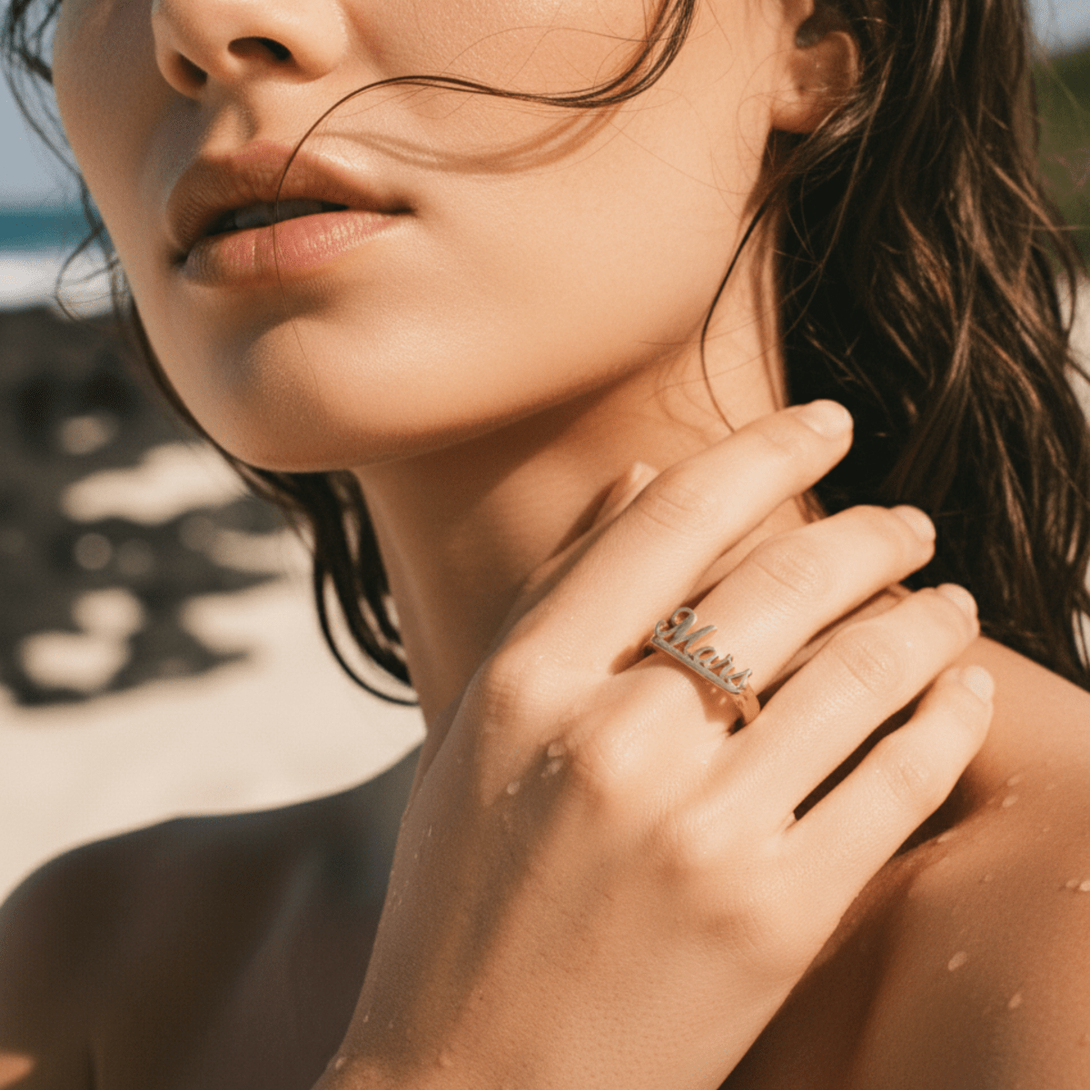 Elegant Custom Name Ring - Gold-Plated or Rhodium-Plated Sterling Silver