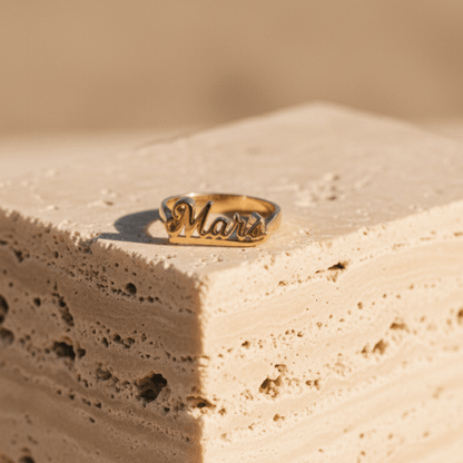 Elegant Custom Name Ring - Gold-Plated or Rhodium-Plated Sterling Silver