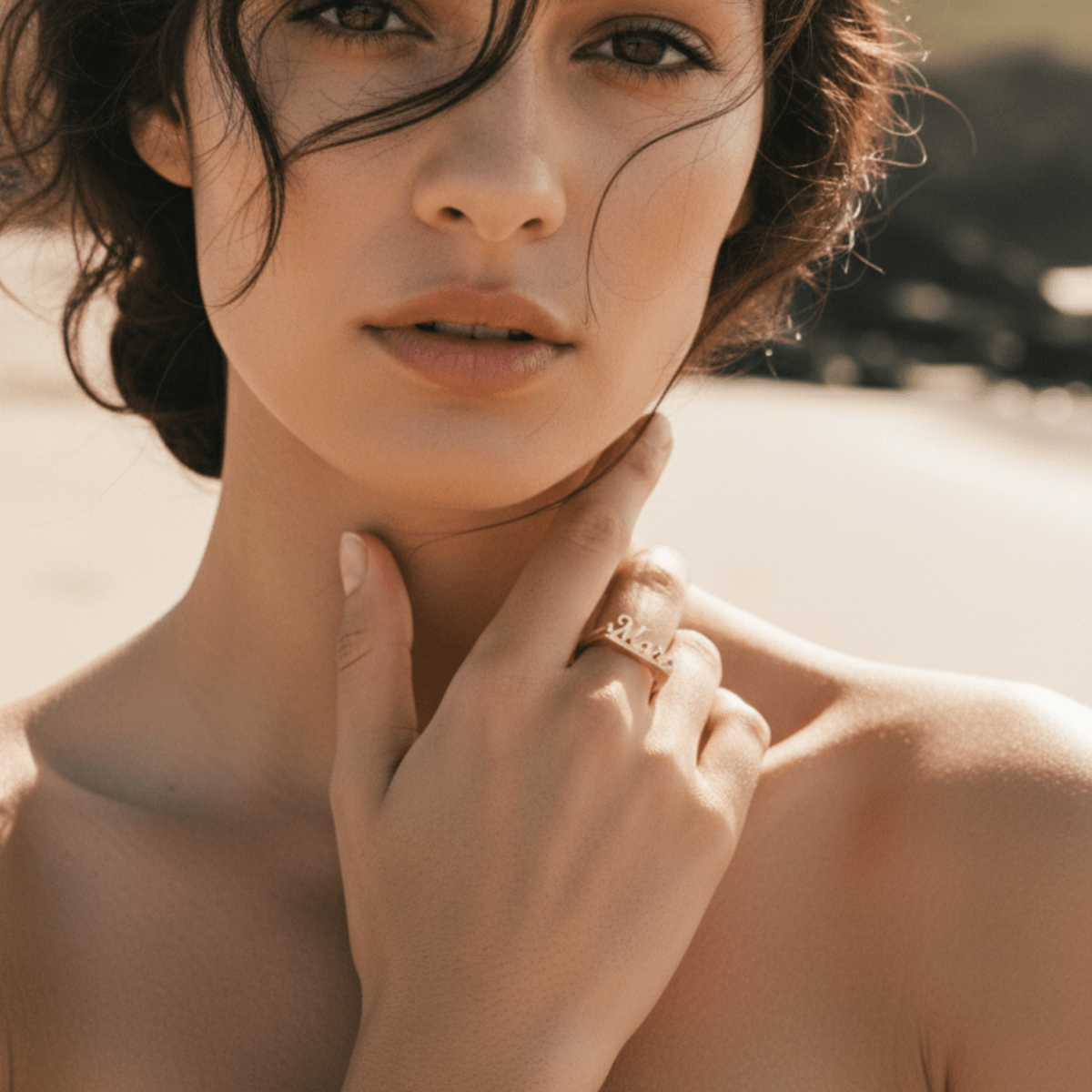 Elegant Custom Name Ring - Gold-Plated or Rhodium-Plated Sterling Silver