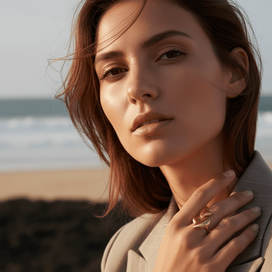 Elegant Double Love Hearts Adjustable Ring - Gold Stainless Steel Jewelry