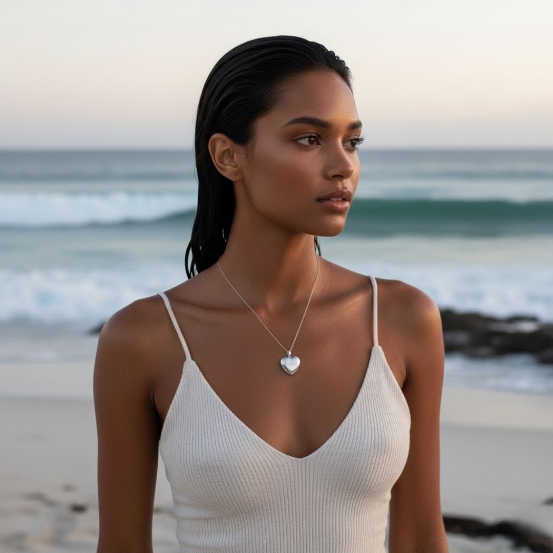 Elegant Engraved Puff Heart Locket Necklace - Customizable Keepsake in Gold