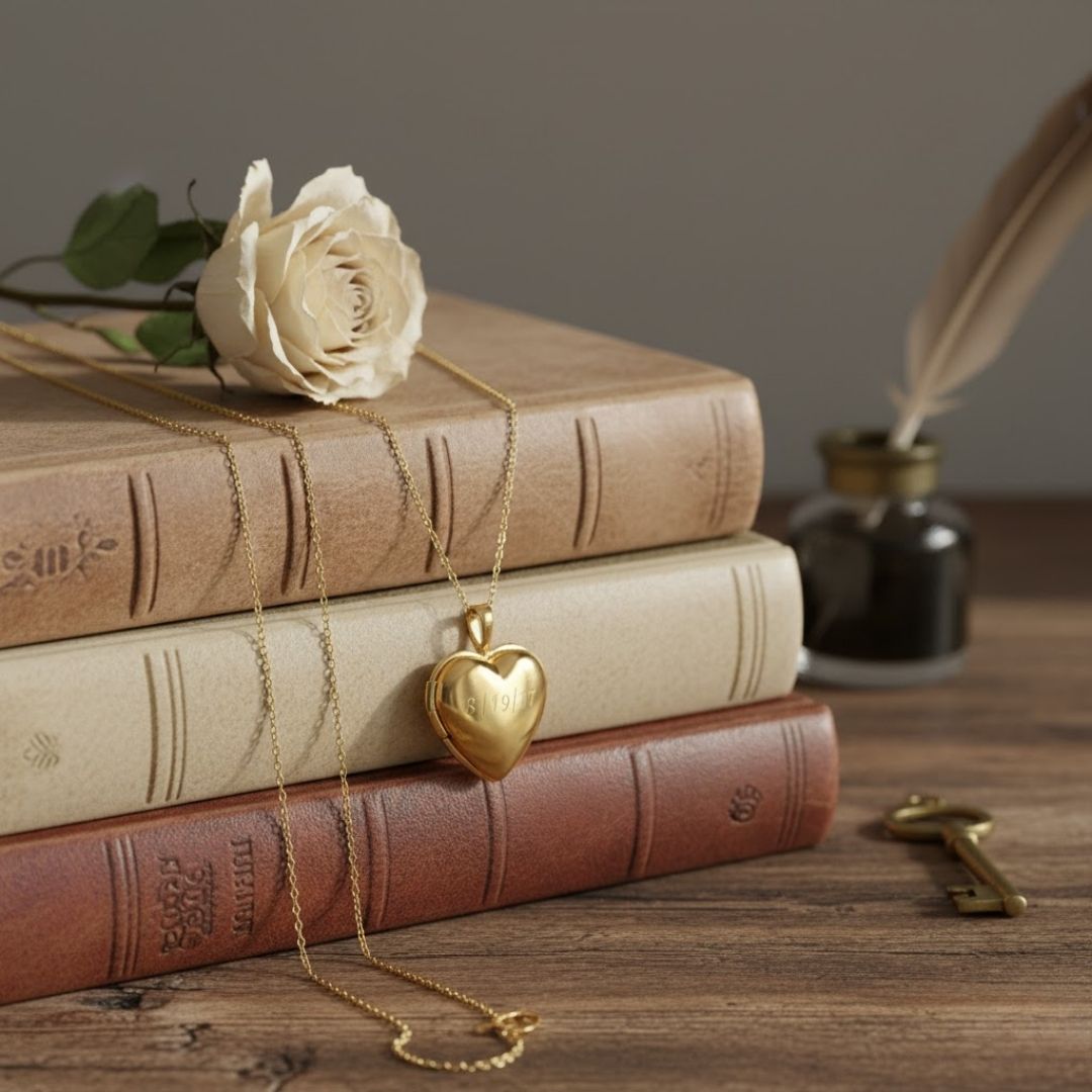 Elegant Engraved Puff Heart Locket Necklace - Customizable Keepsake in Gold