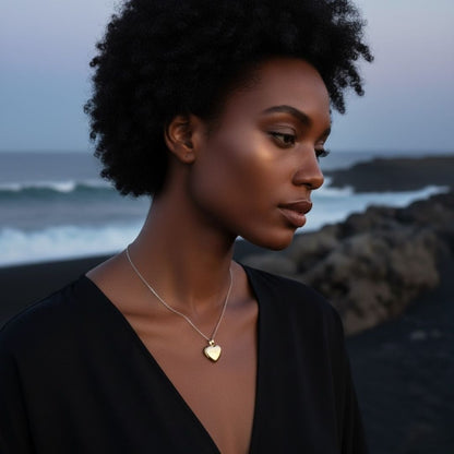 Elegant Engraved Puff Heart Locket Necklace - Customizable Keepsake in Gold