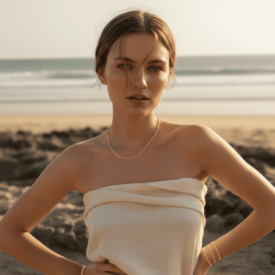 Sun-Drenched Gold Silver Chain Necklace