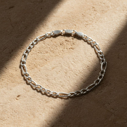 Elegant Figaro Link Bracelet - Gold Plated or Silver