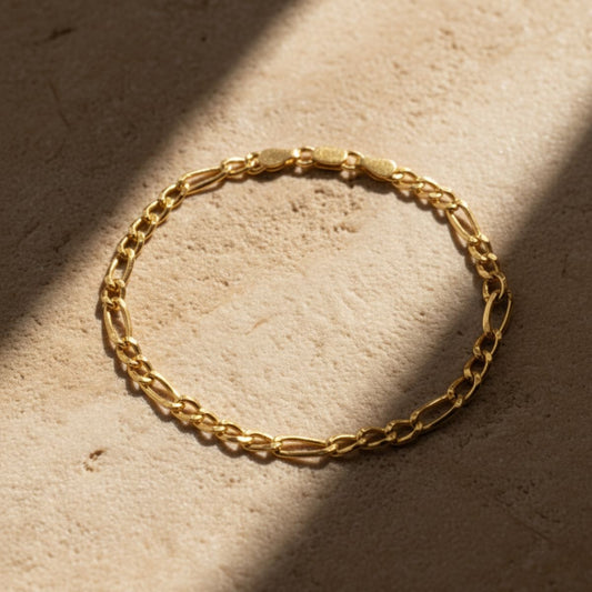 Elegant Figaro Link Bracelet - Gold Plated or Silver