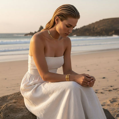 Elegant Flat Gold Chain Necklace - Adjustable Gold Choker