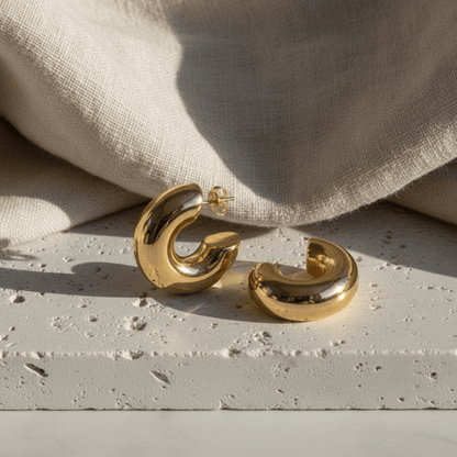 Elegant Gold Medium Hoop Earrings - Gold Hoops