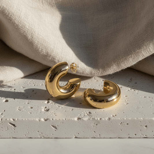 Elegant Gold Medium Hoop Earrings - Gold Hoops