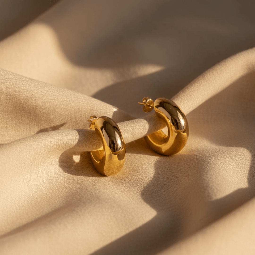 Elegant Gold Medium Hoop Earrings - Gold Hoops