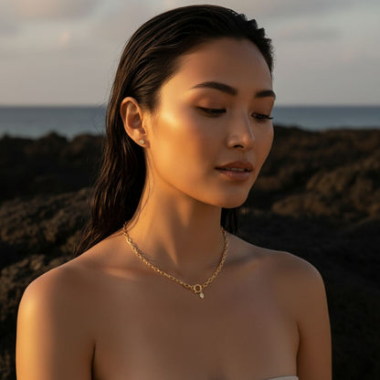 Elegant Gold Necklace -Stainless Steel Round Link Chain