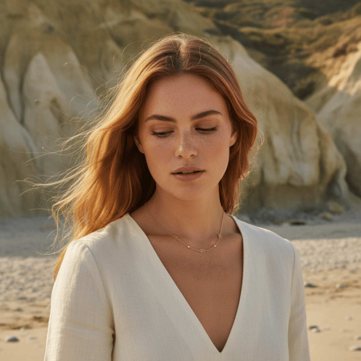 Elegant Gold Necklace with Adjustable Length & Stone Accents for Women