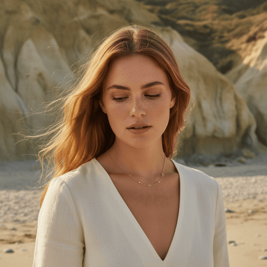 Elegant Gold Necklace with Adjustable Length & Stone Accents for Women