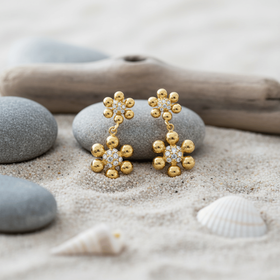 Elegant Gold Pavé Cluster Stud Earrings for Women