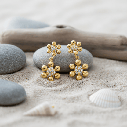 Elegant Gold Pavé Cluster Stud Earrings for Women