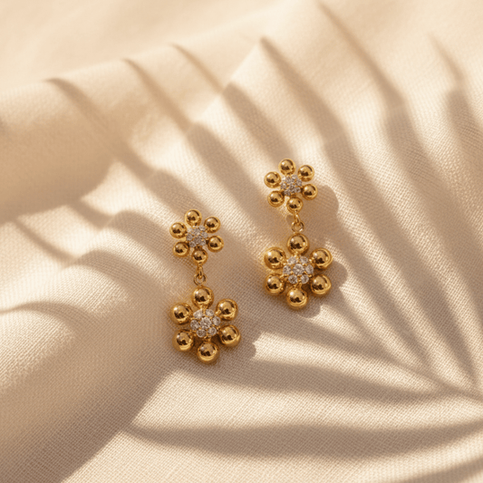 Elegant Gold Pavé Cluster Stud Earrings for Women