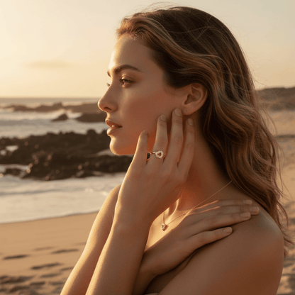 Elegant Heart-Shaped Ring - Gold Plated with Adjustable Fit & Cubic Zirconia