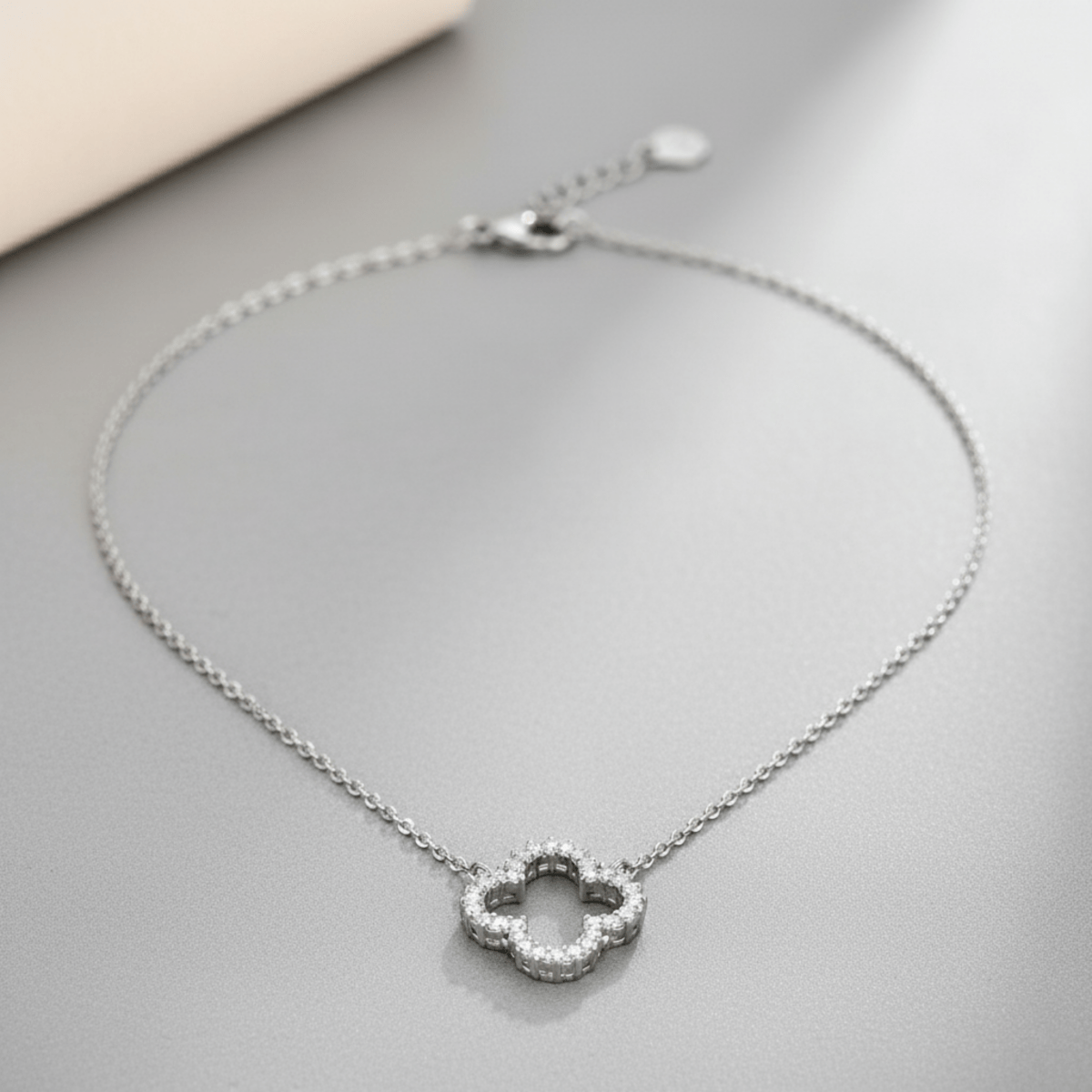 Elegant Hollow Diamond Flower Necklace - Waterproof Stainless Steel, Hypoallergenic