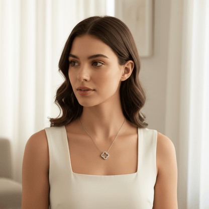 Elegant Hollow Diamond Flower Necklace - Waterproof Stainless Steel, Hypoallergenic