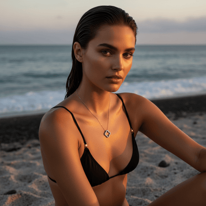 Elegant Hollow Diamond Flower Necklace - Waterproof Stainless Steel, Hypoallergenic