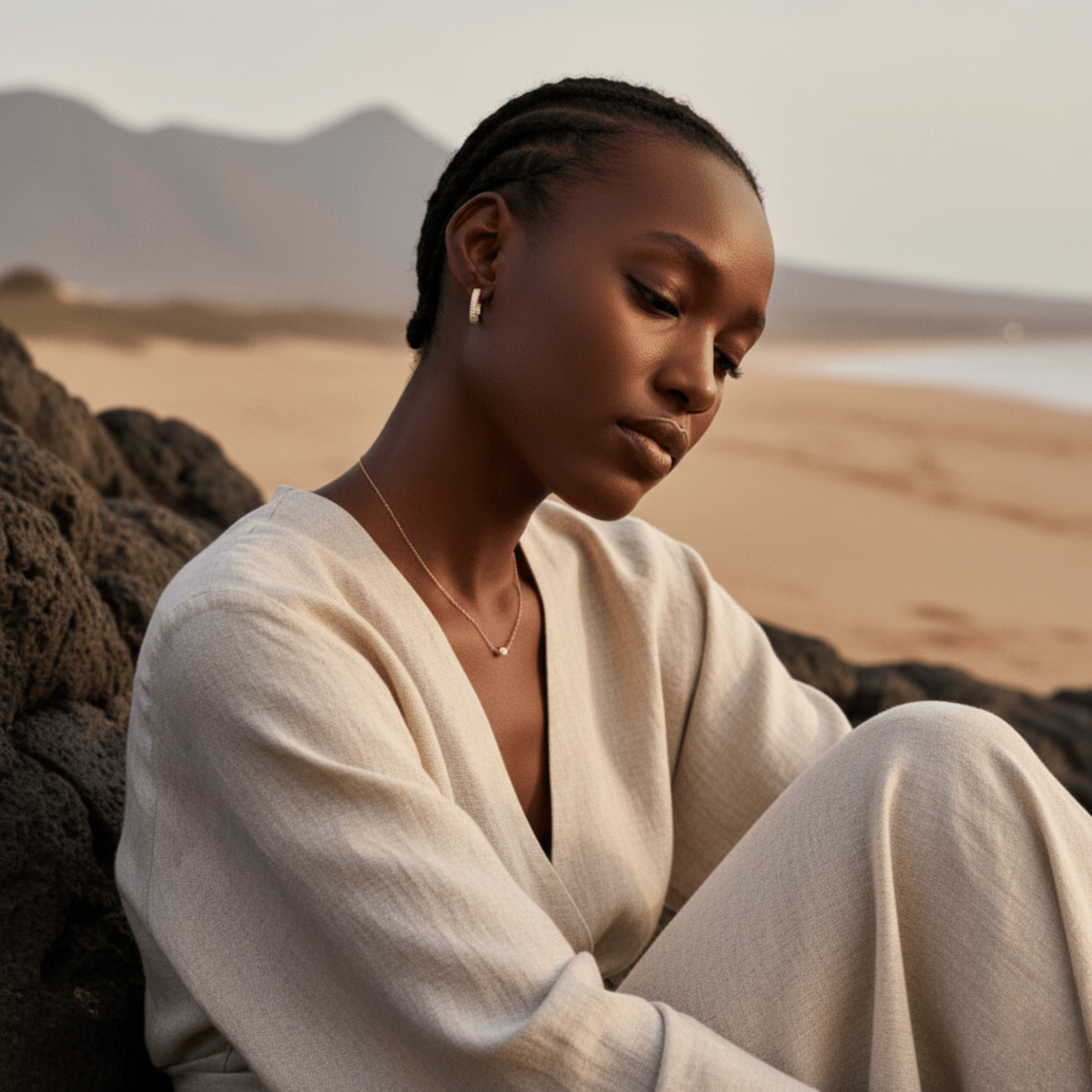 Beach Stone Gold Halo Hoops
