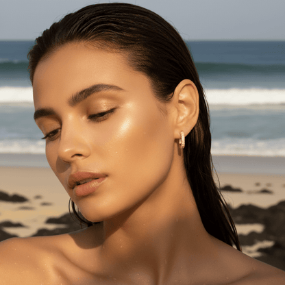 Beach Stone Gold Halo Hoops