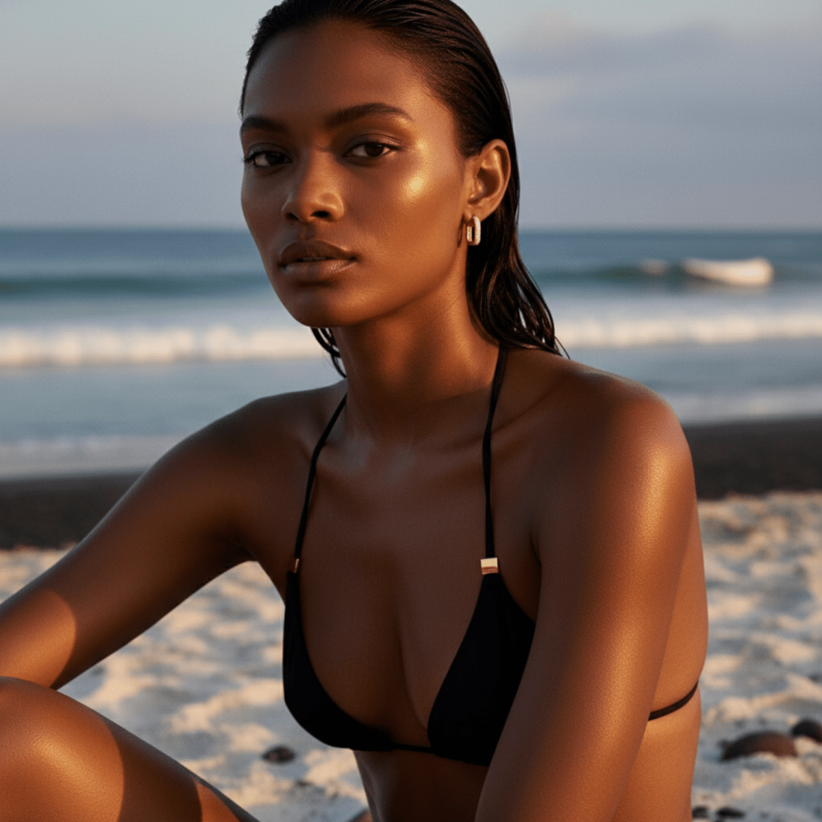 Beach Stone Gold Halo Hoops