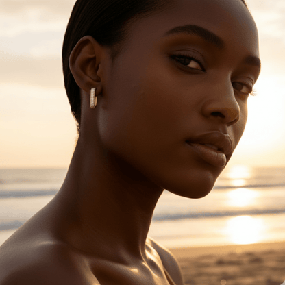 Beach Stone Gold Halo Hoops
