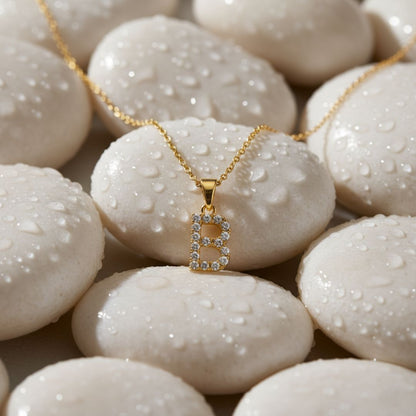 Elegant Initial Necklace - Gold Vermeil with Cubic Zirconia Sparkle