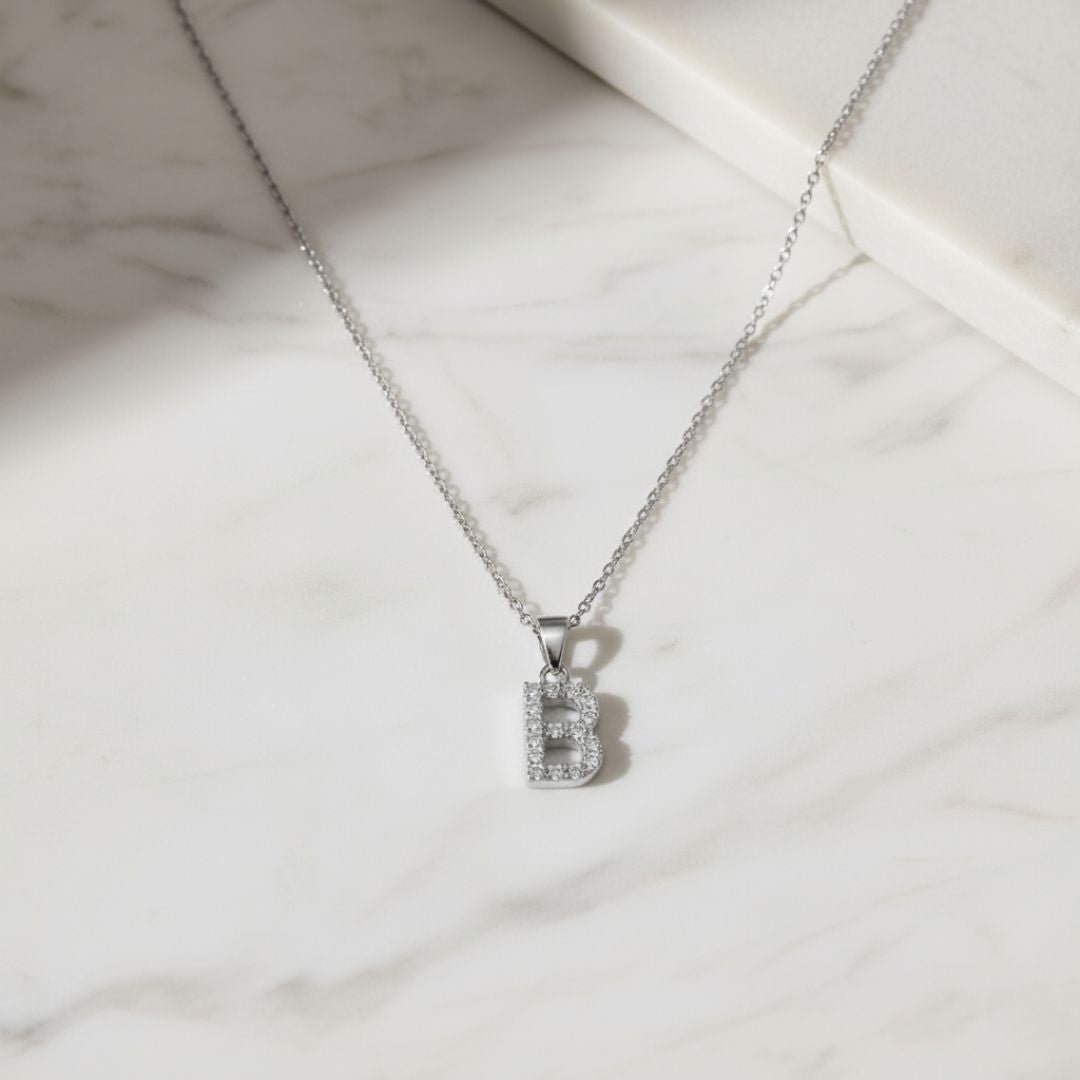 Elegant Initial Necklace - Gold Vermeil with Cubic Zirconia Sparkle