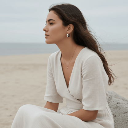 Elegant Medium Silver Hoop Earrings - Stylish, Versatile Accessory