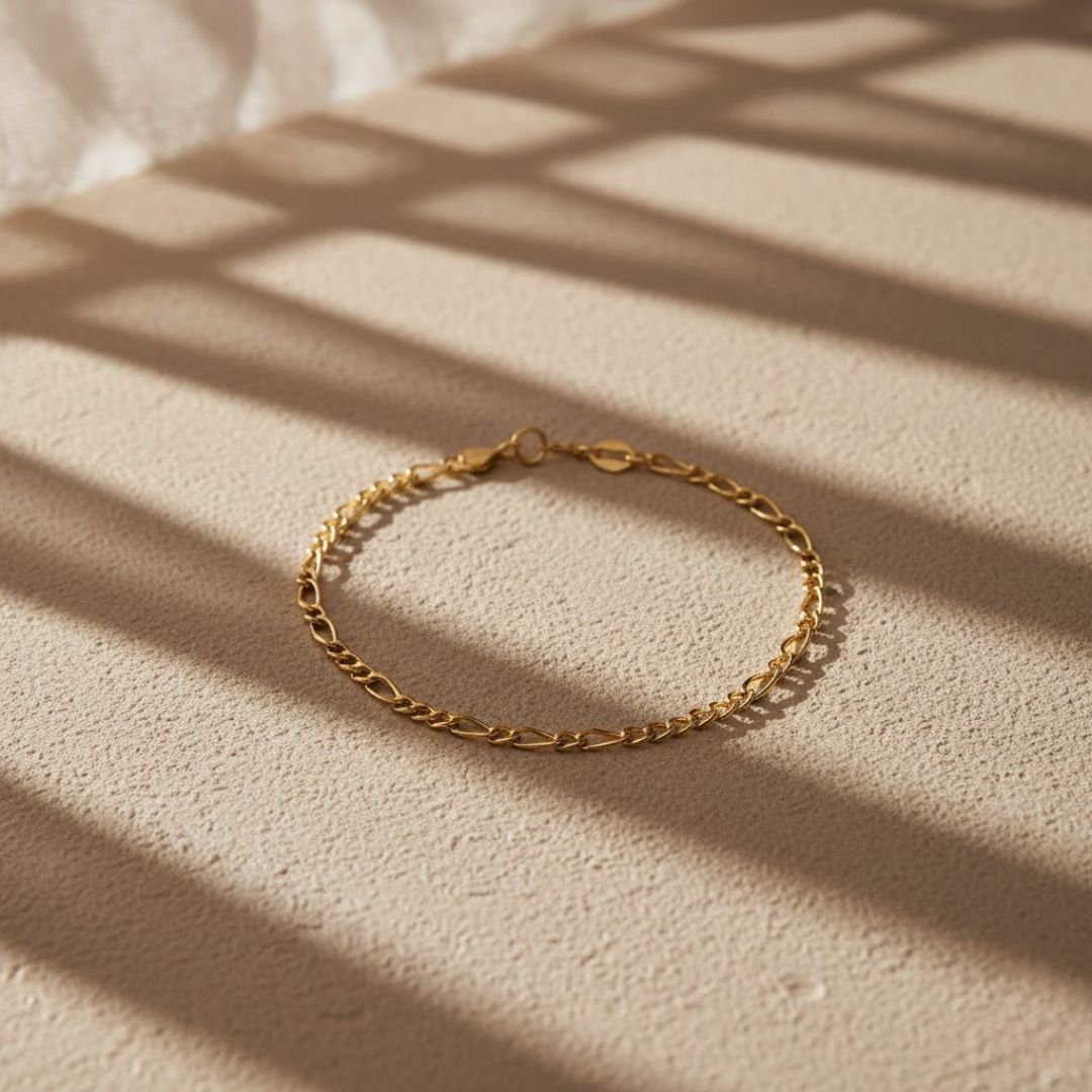 Elegant Mini Figaro Gold Bracelet