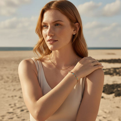 Elegant Multi-Color Evil Eye Bracelet - Gold-Filled