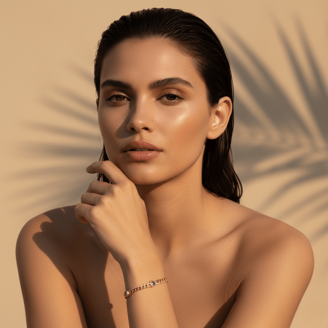 Elegant Multi Gem Bracelet - Gold Plated Brass and Lobster Clasp