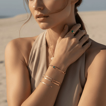 Elegant Multi Gem Bracelet - Gold Plated Brass and Lobster Clasp