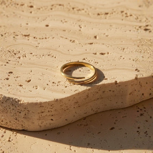 Elegant Open Spiral Ring - Adjustable Gold Plated Minimalist Design