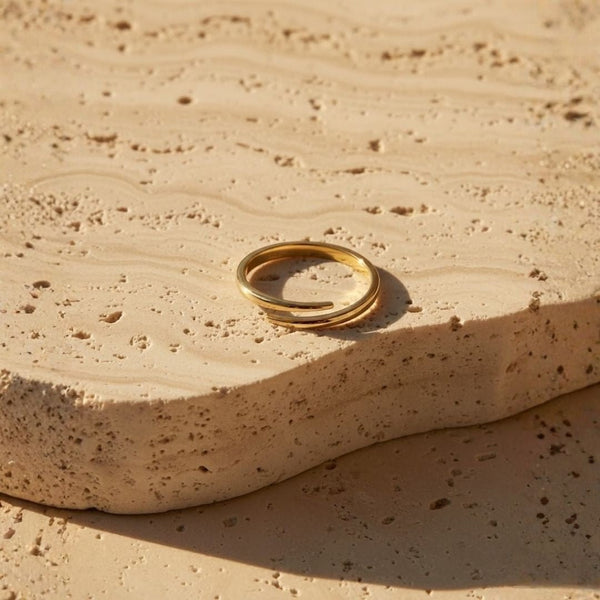 Elegant Open Spiral Ring - Adjustable Gold Plated Minimalist Design