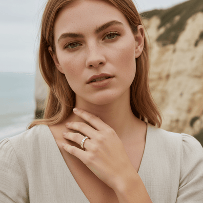 Elegant Oval Cut Eternity Ring - Gold or Rhodium Plated with Cubic Zirconia