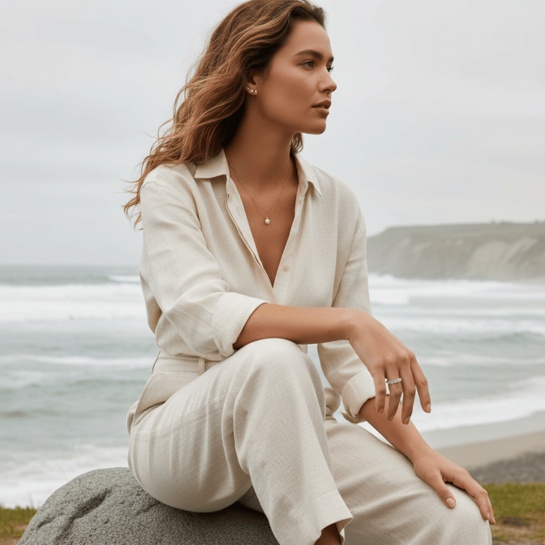 Elegant Oval Cut Eternity Ring - Gold or Rhodium Plated with Cubic Zirconia