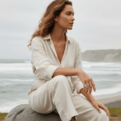 Elegant Oval Cut Eternity Ring - Gold or Rhodium Plated with Cubic Zirconia