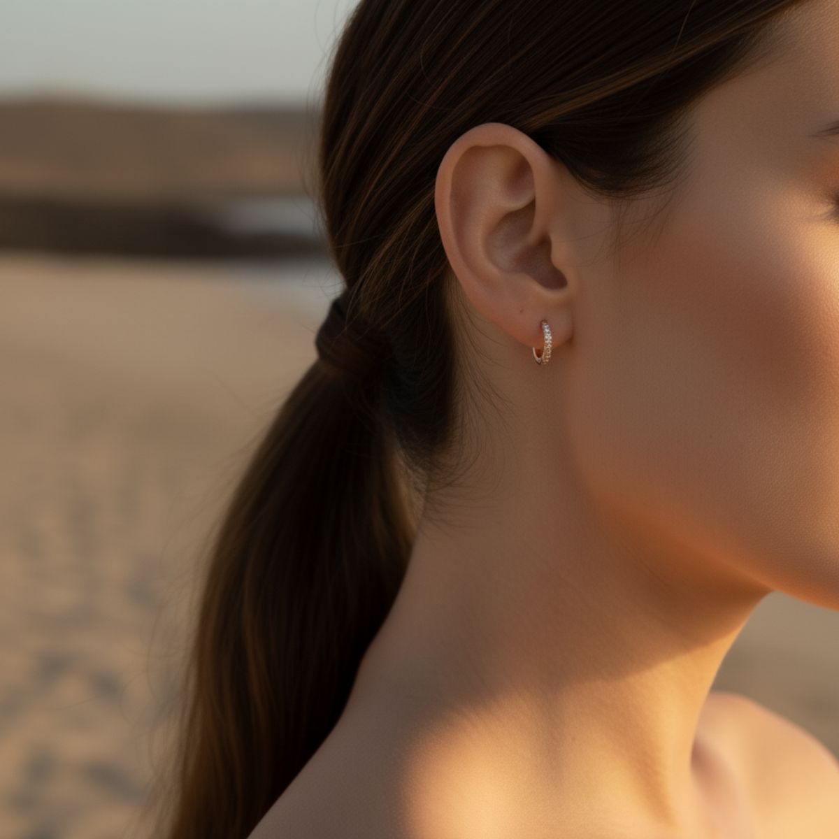 Elegant Pavé Huggie Earrings in Gold, Rose Gold or Rhodium - Hypoallergenic Sterling Silver with Cubic Zirconia