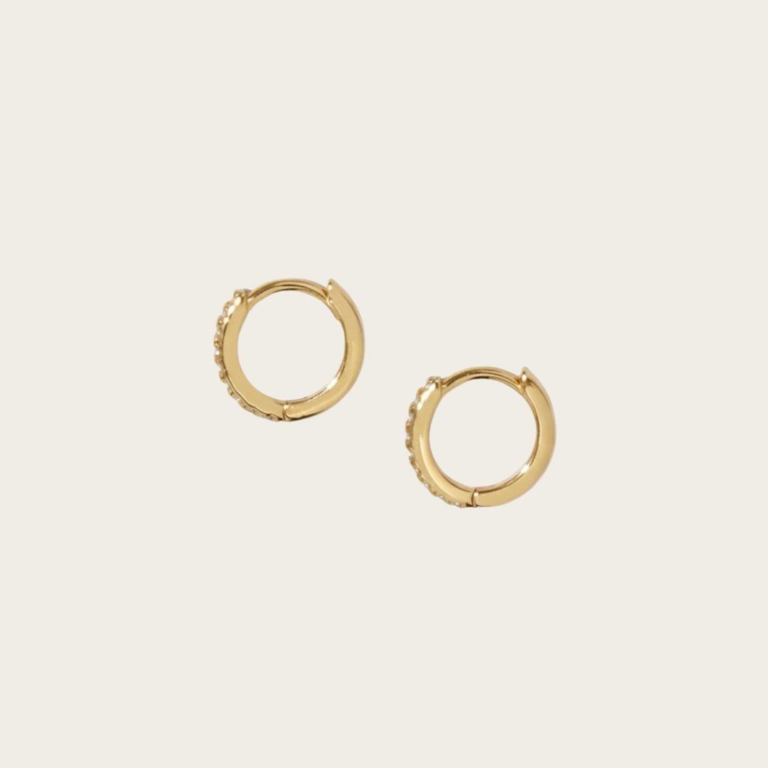 Elegant Pavé Huggie Earrings in Gold, Rose Gold or Rhodium - Hypoallergenic Sterling Silver with Cubic Zirconia