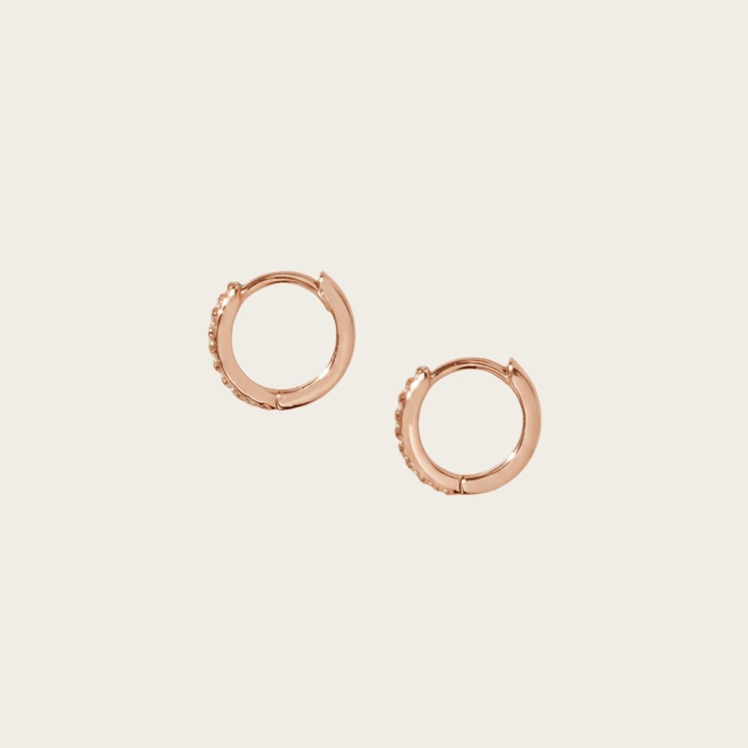 Elegant Pavé Huggie Earrings in Gold, Rose Gold or Rhodium - Hypoallergenic Sterling Silver with Cubic Zirconia