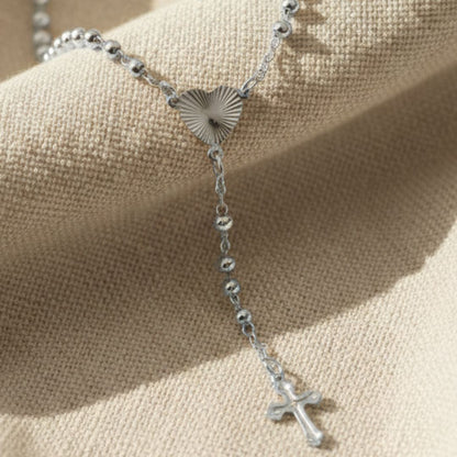 Elegant Pearl Mary Rosary Cross Necklace - Gold Filled