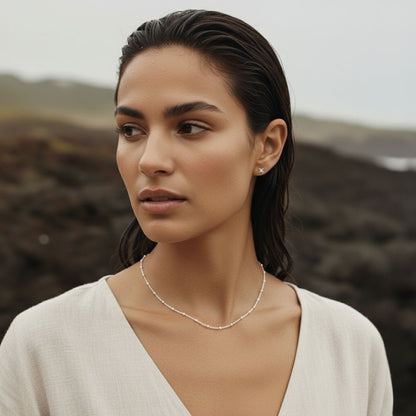 Gilded Seashore Silver Gold Beaded Necklace